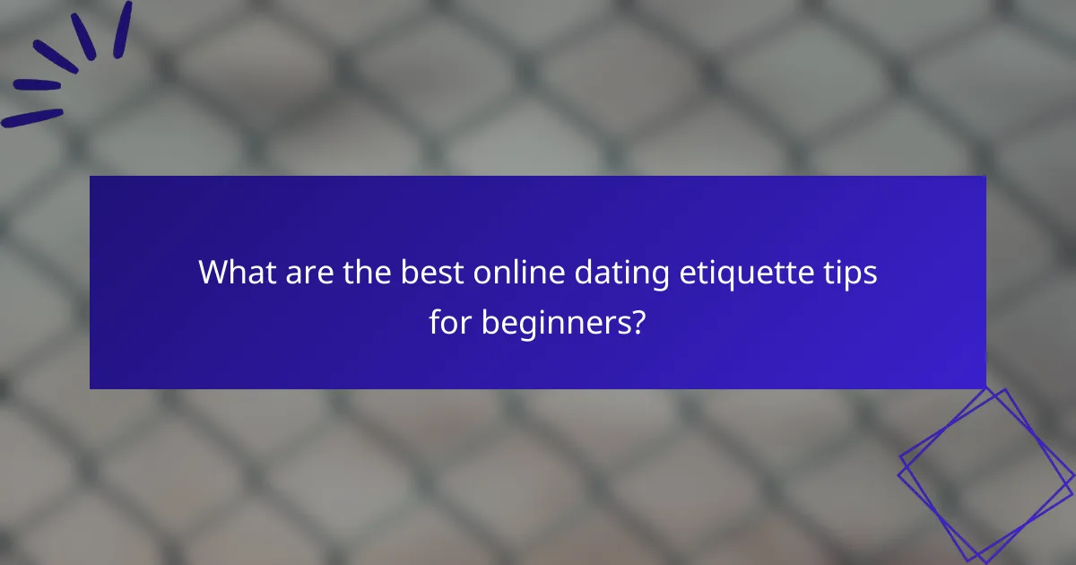 What are the best online dating etiquette tips for beginners?