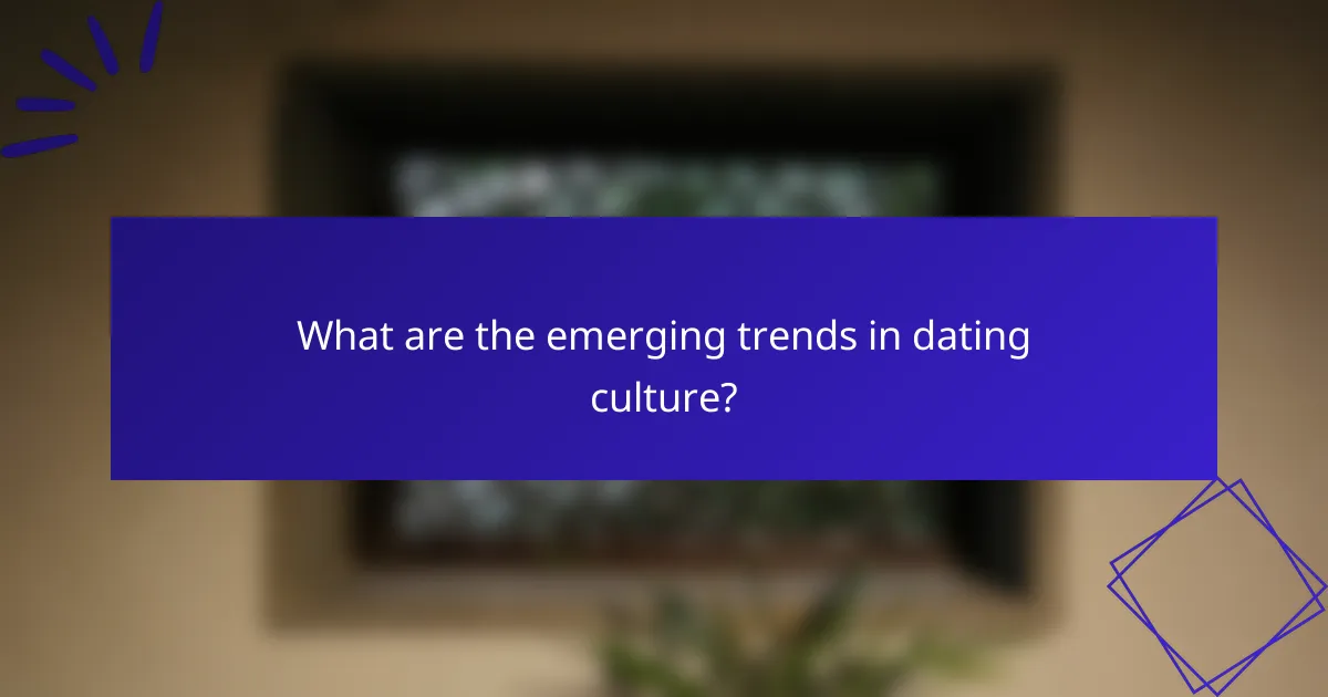 What are the emerging trends in dating culture?