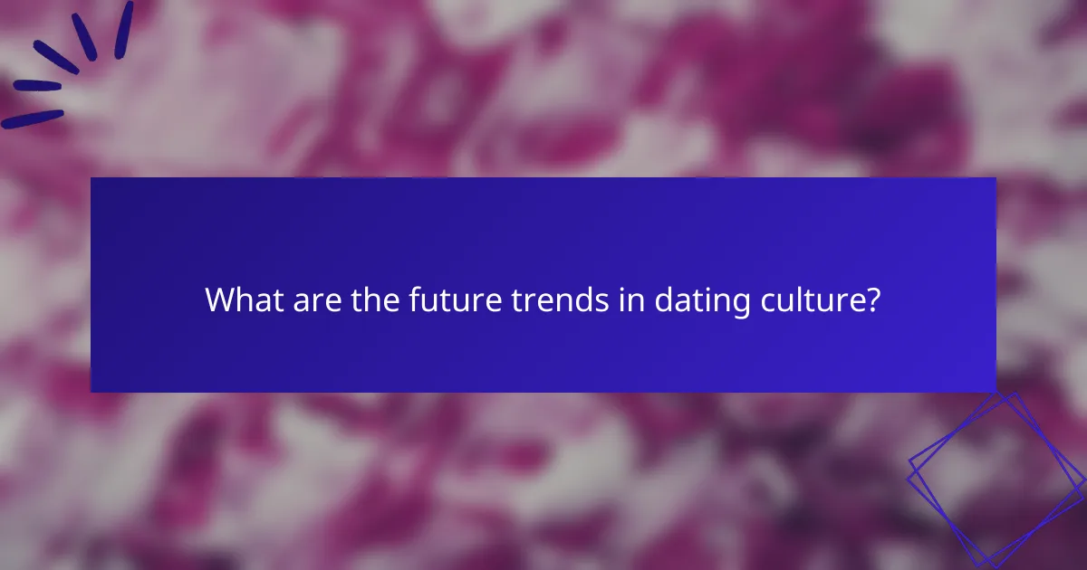 What are the future trends in dating culture?