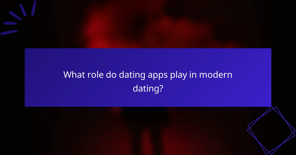 What role do dating apps play in modern dating?